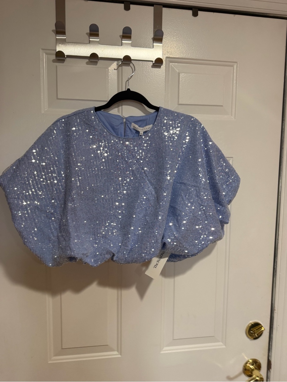 Endless rose sequin cropped puff top nwt - Picture 2 of 4